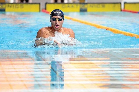 BRUNEI. Davao City's Fritz Jun Rodriguez races to clinch the men's 50-meter breastroke gold medal for Mindanao-Philippines in the 10th BIMPNT-Eaga Friendship Games 2018 at the Hassanal Bolkiah National Sports Complex in Bandar Seri Begawan, Brunei Thursday morning. (Skippy Lumawag/SDD-CMO)