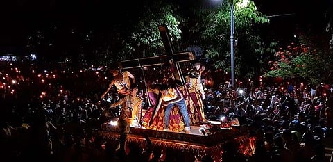 CAGAYAN DE ORO. Members of the Hijos del Nazareno throw back the handkerchiefs to the devotees who owned it, believing it will have miraculous healing if they wiped it in the Black Nazarene replica statue. This is part of the yearly "Traslacion," which has been going on for 10 years.
