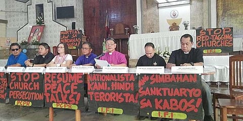 CAGAYAN DE ORO. IFI Bishop Felixberto Calang reads a statement denouncing the continued vilification of the church and its clergy in a press conference Tuesday, January 29, at the IFI cathedral. (Photo by PJ Orias)
