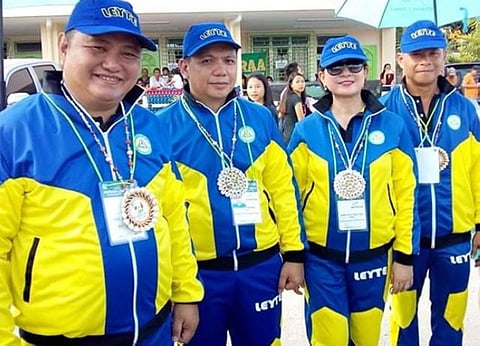 ORMOC CITY. (From L-R) The Leyte delegation headed by Schools Division Superintendent Ronelo Al Firmo, Assistant Superintendents Edgar Tenasas and Marilyn Siao, and Athletic Manager Raul Salano during the 2019 Evraa meet in Ormoc City. (Photo courtesy of Allison Kevin Rhossan Junio)