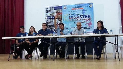 PAMPANGA. Mayor Edwin Santiago gestures as he explains what the City Government of San Fernando is doing in creating resilient communities during the press conference for the observance of National Disaster Resilience Month at Heroes Hall Thursday, July 4, 2019. With him are CDRRMO officials led by Raymond Del Rosario and Vice Mayor Jimmy Lazatin. (Jovi T. De Leon)