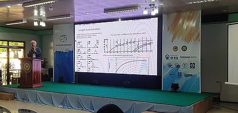 AKLAN. Nygiel Armada, chief of the USAid fisheries program, explains to participants of the 18th National Convention on Marine Sciences the overfishing problem in the Philippines. (Jun N. Aguirre)