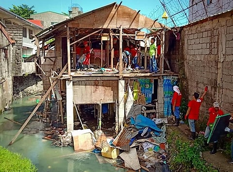 BACOLOD. Part of the 33 houses along the Mambuloc Creek at barangays 10 and 12 in Bacolod City demolished by the City Legal Office Enforcement Team Thursday morning, July 11, 2019. (Photo by Aksyon Radyo Bacolod)