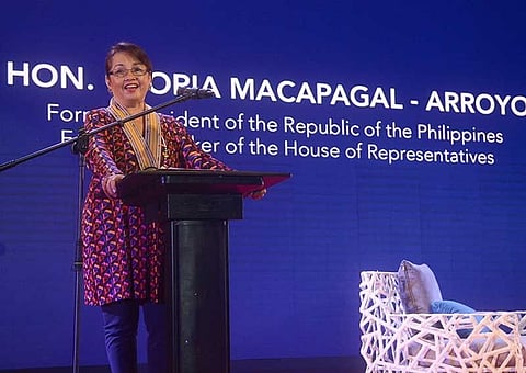 RESILIENT: Former President Gloria Macapagal-Arroyo, the keynote speaker during the Mandaue Business Summit, praises the business community for surviving the tough times in the furniture business. She calls on business owners to invest in the skills of their workers and technology to remain relevant in the global market-place. (SunStar photo/Arni Aclao)