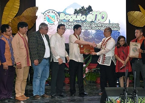 BAGUIO. Senator Panfilo Lacson receives a certificate of appreciation from city officials during the 110th Baguio Charter Day celebration on September 1. (Photo by Redjie Melvic Cawis)