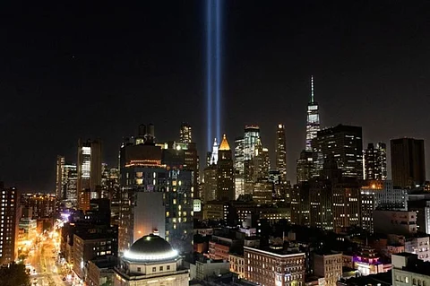 MANHATTAN. The Tribute in Light rises above the lower Manhattan skyline, Tuesday, September 10, 2019 in New York. Wednesday marks the 18th anniversary of the terror attacks against the United States of September 11, 2001. (AP)