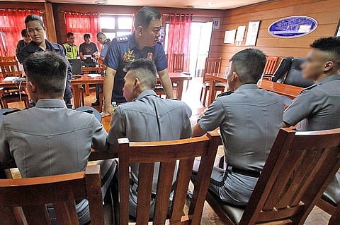 BAGUIO. Police Colonel Allen Rae Co, city director of the Baguio City Police Office (BCPO) dialog with the cadets as they hasten their investigation on the death of Cadet 4th Class Darwin Dormitorio. (Photo by Jean Nicole Cortes)