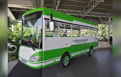 E-JEEPNEYS. The actual e-jeep that will soon ply the roads of City of San Fernando was recently displayed at the LausGroup Event Centre for public viewing. (CLTV36 photo)