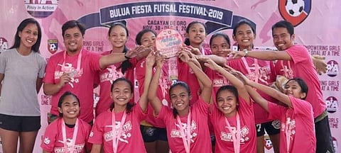 COAA's lady footballers top the 2019 PIA Cup Bulua Fiesta Futsal Festival. (Jack Biantan)