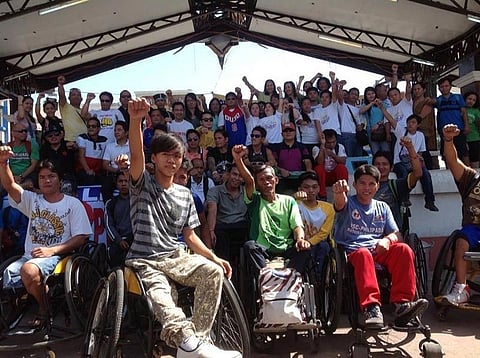 Members of the Association of Differently-Abled Persons, Inc., (Adap) blind and deaf associations, Muslims with disabilities, parents and advocates at the Rizal Park. (Photo from Adap Facebook)