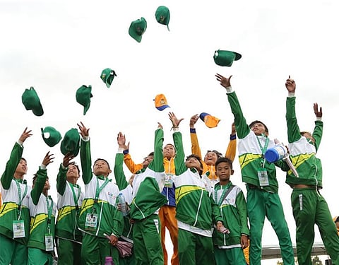 Palaro 2019 host. File photo shows few delegates from Davao Region Athletic Association (Davraa) Meet 2019 celebrate the successful closing of the Palarong Pambansa 2019 at the Davao City-University of the Philippines (UP) Sports Complex.