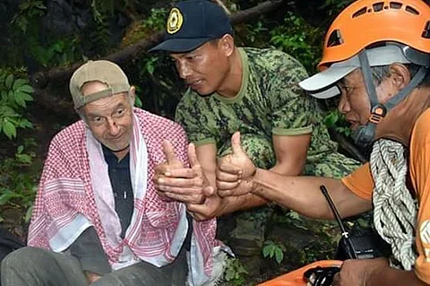 BENGUET. French national Jacques Francioly is checked by rescuers in Barlig, Mountain Province after wondering for several days. Francioly is currently being checked at the Luis Hora Memorial Regional Hospital in Abatan, Bauko for further medication. (Barlig MPS photo)