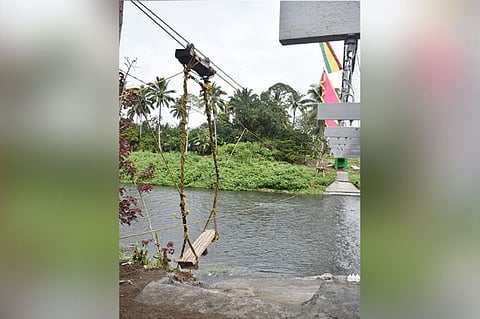 MASIU. The swing tied to a pulley to cross one to two persons or loads one at a time to the other side of the river. This was the only way to cross the raging river before the completion of the Bangsamoro Hanging Bridge because the boats they used before broke down because of the strong currents and the rocks in the river (Photo by Riz P. Sunio)