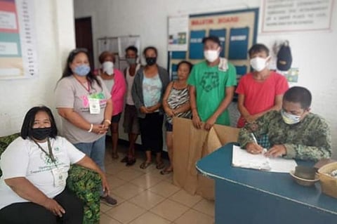 NEGROS. Six suspects, who are beneficiaries of Social Amelioration Program, arrested for illegal gambling at Villa Victoria in Barangay 13 in Victorias City Tuesday afternoon, April 21, 2020. (Photo by Victorias City Police Station)