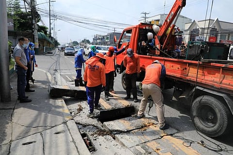 PAMPANGA. Personnel of the City of San Fernando Engineer's Office and Department of Public Works and Highways First District Engineering Office on August 17, 2020 declog a portion of this drainage in Barangay Sindalan to combat flooding. (City of San Fernando CIO)
