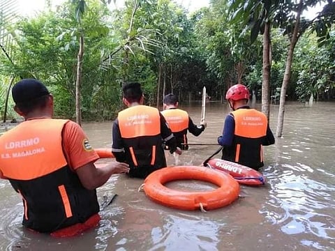 NEW YEAR FLOODING. Flooding hits E.B. Magalona and few other towns in Negros Occidental following heavy rains on New Year's Day. (E.B. Magalona LDRRMO Photo)