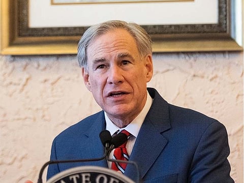 Texas Governor Greg Abbott delivers an announcement in Montelongo's Mexican Restaurant on Tuesday, March 2, 2021, in Lubbock, Texas. Abbott announced that he is rescinding executive orders that limit capacities for businesses and the state wide mask mandate. (AP Photo/Justin Rex)
