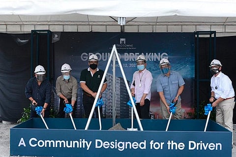 In attendance for the groundbreaking ceremony are the PHINMA Properties Management and partners (from left): Cris Iglesias, AVP for Construction Management; Roberto Nuez, VP for Construction Management; Raphael Felix, president and CEO; Renato Claros, director of Giant Philippines Inc. (JV partner); Francis Villegas, VP for Operations; and Rogelio Garcia, VP For Sales and Marketing.
