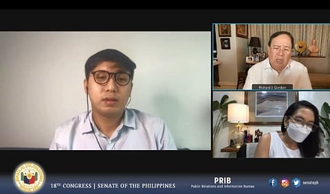 MANILA. Pharmally CEO Huang Tzu Yen tells the Senate blue ribbon committee that the funds used to purchase medical supplies for the PS were lent to them by Michael Yang, former presidential adviser for economic affairs. (Screenshot from Senate video)