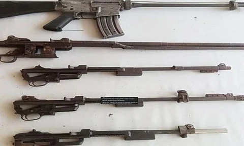 ZAMBOANGA. Troops recover an arms cache of the New People's Army rebels on Saturday, January 15, 2022, in Sitio Tiosan, Nasibac village, Leon B. Postigo, Zamboanga del Norte. The arms contained high-powered firearms as shown in this photo handout. (SunStar Zamboanga)