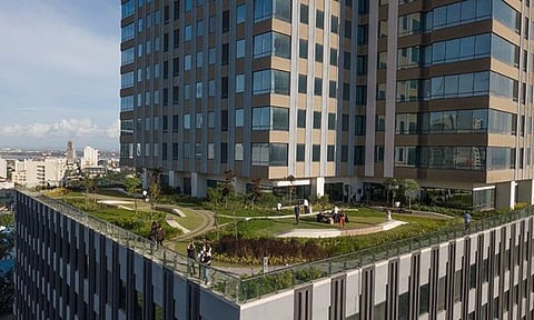 NET ZERO TARGET. The 39-story Cebu Exchange is set to obtain its net zero certification next year. Arthaland is the first developer in Asia to be a signatory to the World Green Building Council's Net Zero Carbon Buildings Commitment in 2020. / ARTHALAND