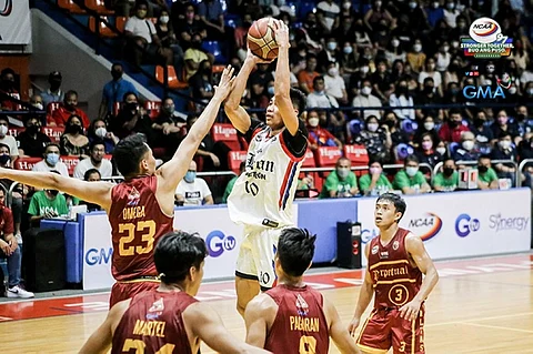 MANILA. Letran star Rhenz Abando scored 24 points to lead the Knights back to the NCAA men's basketball finals. (NCAA-GMA)