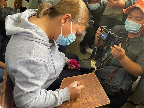 LIKE FATHER, LIKE DAUGHTER. The school administration of the Daniel R. Aguinaldo National High School will be preserving and displaying the chair used by Davao City Mayor and vice presidential candidate Sara Duterte-Carpio just like what they did with the one used by President Rodrigo R. Duterte. (PIA-Davao)