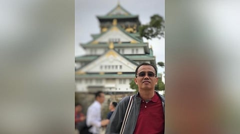 Architect Ned Carlos at the ancient Osaka Castle