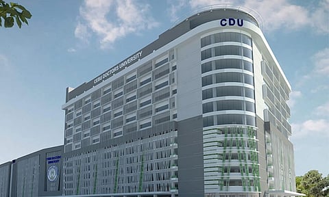 NEW BUILDING. Photo shows the planned 14-story PLV building within the Mandaue campus of Cebu Doctors' University. The university is constructing the building designed for the new generation of learners and will be built to stay up-to-date with new teaching methods as well as stay adaptive to new technologies. / CDU