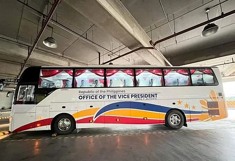 The bus used in the "Libreng Sakay" program of the office of Vice President Sara Duterte-Carpio in Bacolod City which is being opposed by two transport groups. (Contributed Photo)