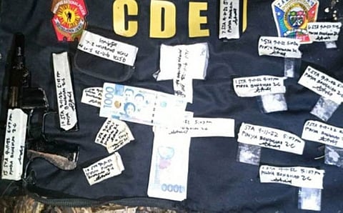 ZAMBOANGA. An alleged supplier was killed while his cohort was arrested in an anti-drug operation that resulted in the recovery of P408,000 worth of illegal drugs and high-powered firearms Sunday, September 12, in Zamboanga City. A photo handout shows the pieces of evidence the authorities seized from the hideout of the suspects in Sitio Pinya in Bunguiao village. (SunStar Zamboanga)