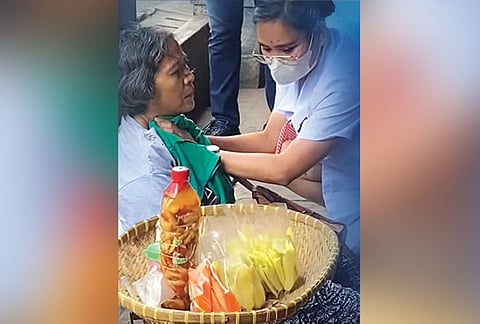 HEROIC. Angyl Faith Ababat, 21 (right), a nursing student of the University of Cebu, is being hailed as a hero after she saved the life of Bernadeta Zamora on Monday, Jan. 30, 2023. / University of Cebu FB page