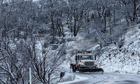 WINTER STORM. A snow plow works along Mt. Hamilton road in Unincorporated Santa Clara County, California Thursday, Feb. 23, 2023. / AP