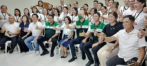 Negros Occidental officials with Tourism Secretary Christina Frasco at the opening of the Panaad sa Negros Festival on Monday, April 17. (Teresa Ellera photo)