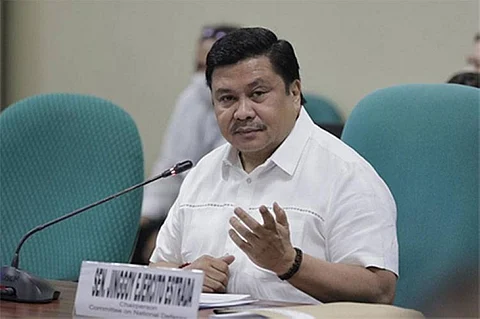 MANILA. Senator Jinggoy Ejercito Estrada emphasizes the urgent need to bolster the country's defense establishment to protect the state, its sovereignty, and its citizens during a hearing on August 7, 2023. (Senate of the Philippines)