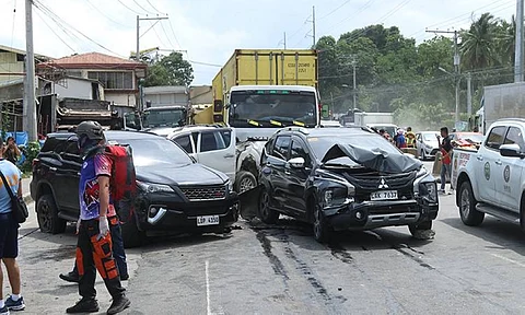 FREAK ACCIDENT. Six trucks and five private cars were involved in a multiple vehicular collision along Diversion Road in Maa, Davao City around 11:45 a.m. on Tuesday, August 29, 2023. According to the initial investigation by the Maa Police Station, five were injured in the accident and one person fainted. The incident resulted in a "domino effect" causing heavy traffic that lasted for almost three hours.