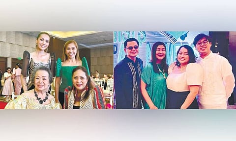 ART ENTHUSIASTS. Arts Council president Dr. Vivina Chiu and trustee MaryLou Neri (seated); at the back are the Cebu City Vice Mayor’s lady Kate Garcia and Councilor Joy Pesquera. Right photo shows Dr. Vicente Avanzado and wife Grace, Tiffany Neri and Junie Lerma.