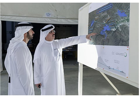 Hamdan bin Mohammed Reviews Progress of DEWA's Hydroelectric Project in Hatta