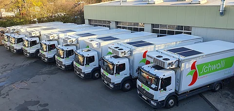 SolarPaint for trucks: SolarPaint modules are designed for mounting on vehicle rooftops to meet the power needs of heavy-duty trucks.
