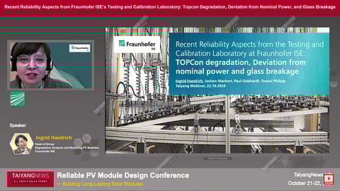 Fraunhofer ISE – a renowned German calibration, testing, and accreditation laboratory – shared valuable insights drawn from recent years of test data at the TaiyangNews Reliable PV Module Design Conference 2024. (Photo Credit: TaiyangNews)