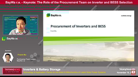 BayWa r.e. presented its procurement strategies for inverters and BESS systems at the recent TaiyangNews Inverters & Battery Storage Virtual Conference 2024. (Photo Credit: TaiyangNews)