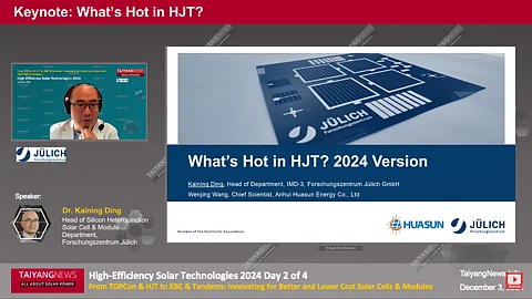 Julich GmbH discussed about recent advancement and emerging trends in the HJT technology.