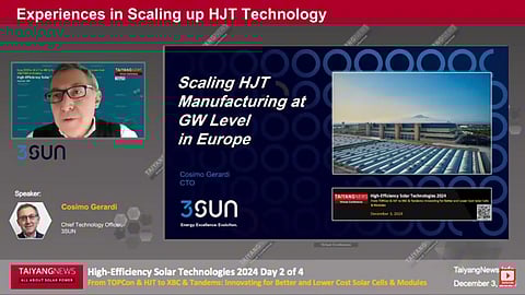 3SUN CTO Cosimo Gerardi discussing its experience in scaling up production.