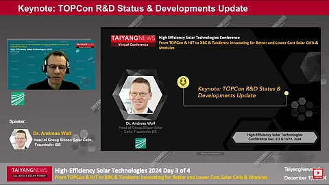 Dr. Andreas Wolf presenting TOPCon R&D status.
