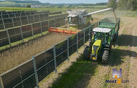 Vertical PV installation featuring Huasun's Kunlun series HJT modules.