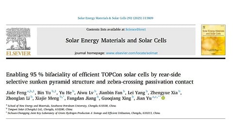 Tongwei achieves 94.3 percent bifaciality in TOPCon solar cells
