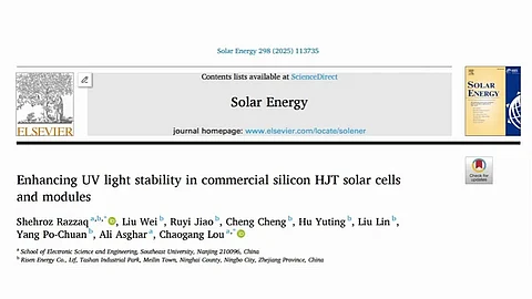 Risen Energy publishes breakthrough on UV stability of HJT cells