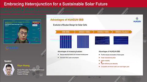 Huasun’s transition to zero busbar architecture showcases the evolution of solar cell interconnection from 2BB to advanced designs like MBB and SMBB. (Photo Credit: TaiyangNews))