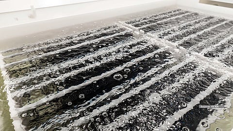 Inline Wet Process Stage: The wet chemical treatment step includes process such as texturing, etching, or cleaning, with uniform flow dynamics across the surface. (Source: RENA Technologies GmbH)