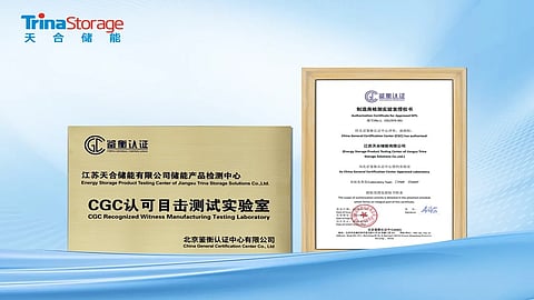 Trina Storage obtains CGC witness lab certification